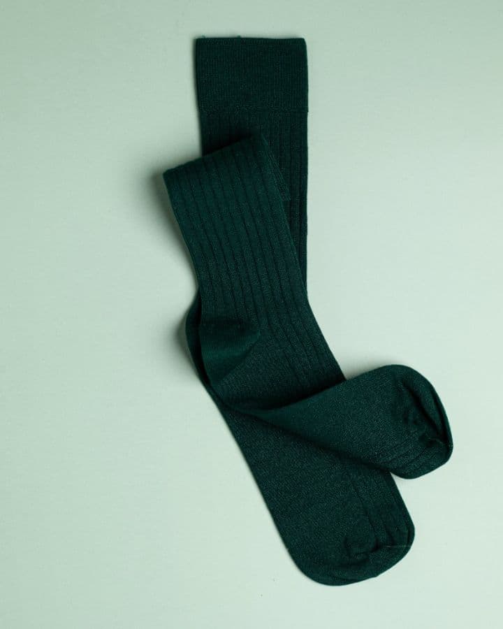 Forest green fine ribbed formal dress socks