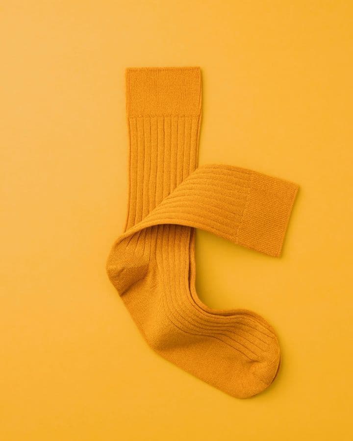 Mustard gold luxury ribbed dress socks