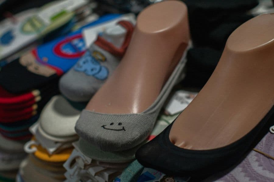 No show invisible socks on foot mannequins